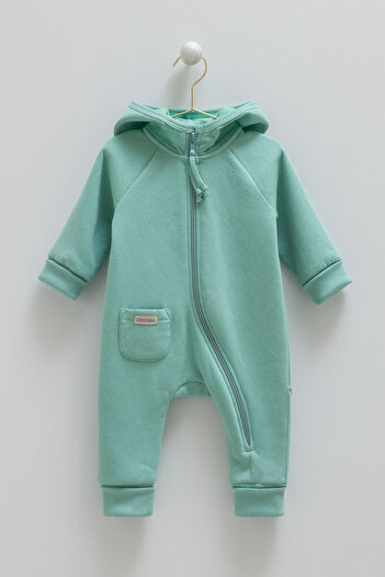 Caramell 3 Thread Raised Hooded Baby Girl Jumpsuit (1-12 Months)