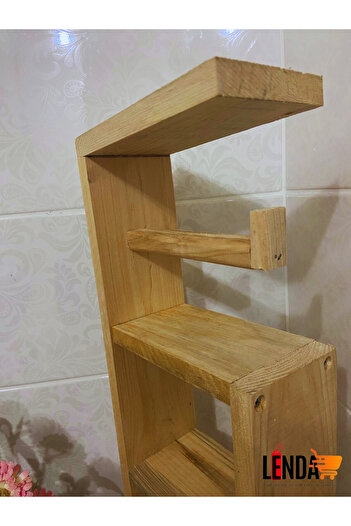 sgeteknoloji Multi-Purpose Natural Patterned Wooden Toilet Paper Stand (Made of Pine Wood.)