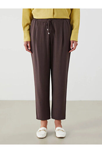LC Waikiki Lcwaikiki Classic Brown Elastic Waist Carrot Cut Women's Trousers
