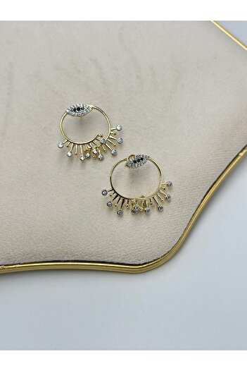 MyladyAccessoriess Steel Earrings with Eye and Zircon Stone Detail