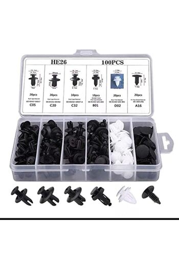 Generic Car Fastening Clips Set, 100 Pieces