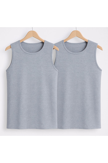 QKK Men's 100% Cotton Rib 2-Piece Crew Neck Sleeveless Body Q2Ik1L1Kk7E.2-Piece