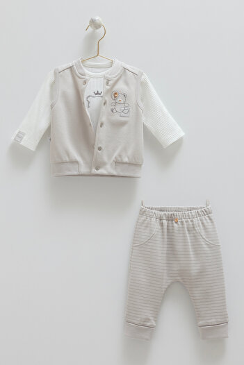 Caramell Baby Boy Blue Vest 3-Piece Set (1-12 Months)