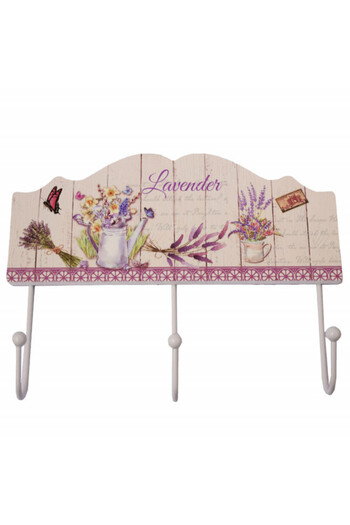 PUFO Decorative wooden key hanger Lavanda, 23 cm