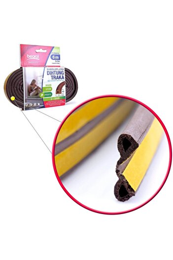 JollyMag Door and window sealing tape, brown, P profile 2x3 m, Beorol