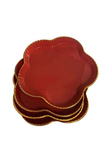 PUFO Set de 4 tăvi Gentle pentru servirea aperitivelor, dulciurilor, bomboanelor, 16 cm, roșii