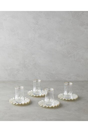 English Home Lustre Cam 8 Parça 4 Kişilik Çay Seti 170 Ml Krem-gold