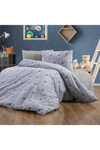 sehra Luxury Durable Soft Cotton Star Single Duvet Cover Set + Elastic Sheet + 1 Pillow Case