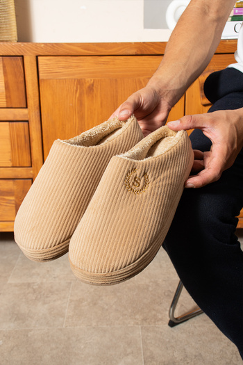 SWORD Embroidered Velvet House Slippers |   Winter Unisex House Slippers |   Non-Slip Base