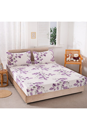 FIONNA.RO Elasticated Pillowcase and Satin Cotton Pillowcases - Lilac Flowers