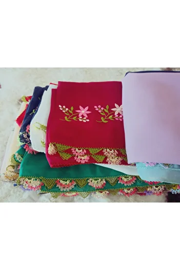 hoaryage Handmade Embroidery Embroidered Needle Embroidered Prayer Cover Dowry Holder Mevlit Hijab Crepe Fabric 145X75 cm