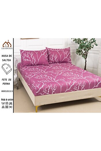 FIONNA.RO Satin Cotton Elastic Pillowcase and Pillowcases 180x200cm - Twigs