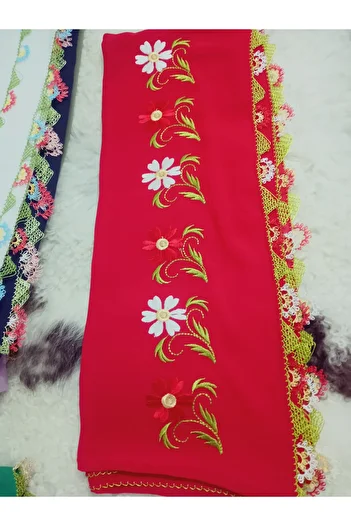 hoaryage Handmade Embroidery Embroidered Needle Embroidered Prayer Cover Dowry Holder Mevlit Hijab Crepe Fabric 145X75 cm