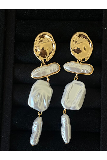 Rupen Kraft Long Dangle Pearl Design Large Size Evening Dress Earrings