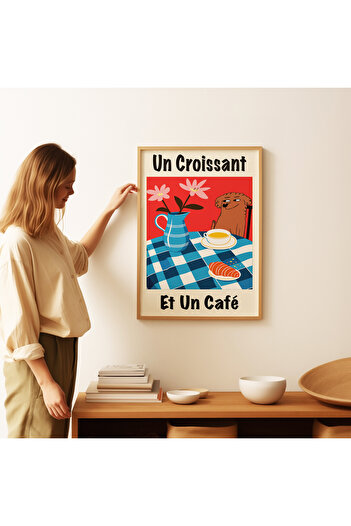 ARTHOUSECOLLECTIVE Vintage Poster - Coffee and Croissant - 7 - Unframed Poster in Table Sizes