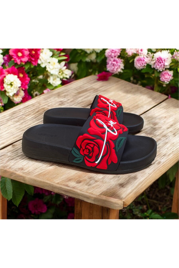 GEZER Rose Embossed Non-Slip Sole Slippers. Pool Sea Bathroom Balcony Terrace Home and Street Slippers