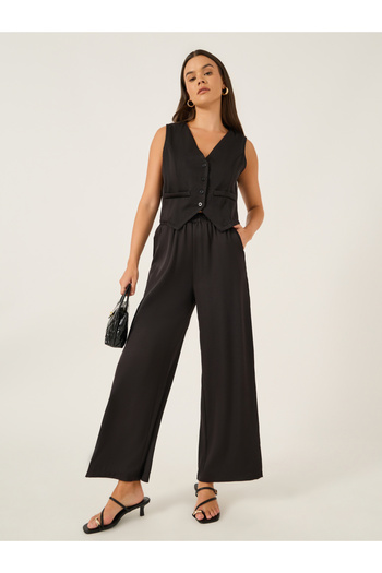 Take Two By Styli Solid V Neck Sleeveless Vest and Straight Leg Pants Co-Ords