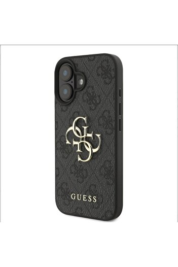Guess iPhone 16 back cover with original logo and leather design approved by the global brand Guess in black