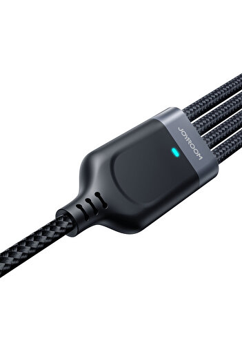Joyroom Cablu 4 în 1 USB-A - USB-C 2x iPhone Lightning microUSB 1.2m negru