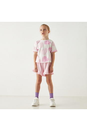 Juniors Solid Shorts with Ruffle Detail and Elasticated Waistband