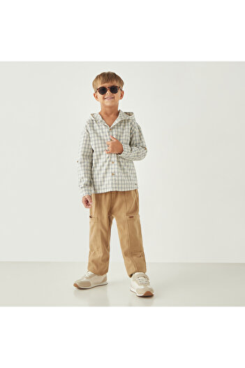 ELIGO Textured Pants with Drawstring Closure and Pockets