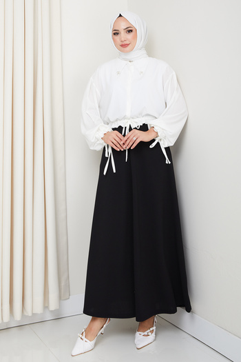 FERHEL Scuba Waist Elastic Rhat Cut Flared Hijab φούστα