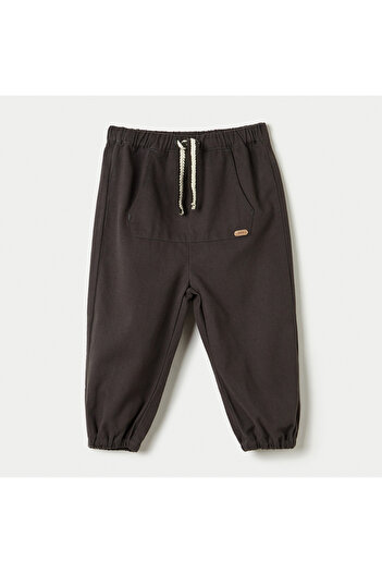 giggles Ribbed Pants with Drawstring Closure and Pockets