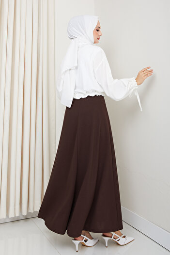 FERHEL Scuba Waist Elastic Rhat Cut Flared Hijab φούστα
