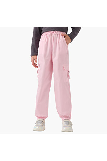 Juniors Solid Pants with Elasticated Waistband and Pockets