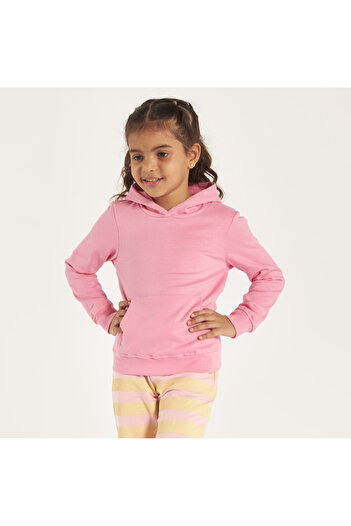 Juniors Solid Sweatshirt with Hood and Pockets