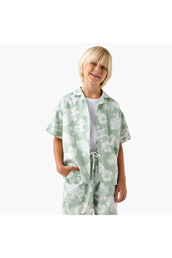Juniors Floral Print Shirt and Shorts Set