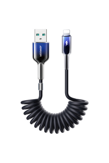 Joyroom Kabel przewód spiralny USB-A - iPhone Lightning Crystal-Clear Series 3A 1.5m - czarny