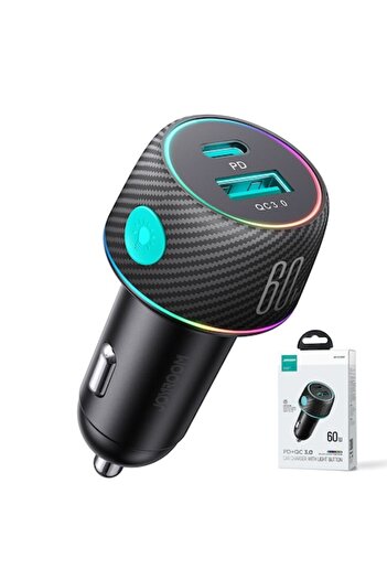 Joyroom Încărcător auto USB, Tip-C, cu încărcare rapidă, 60W - (JR-CCN01) - Negru
