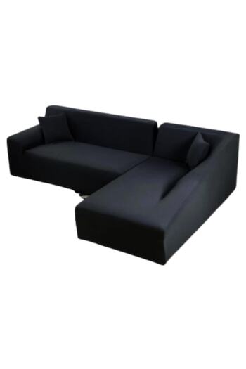 JOJO HOME Husă elastică pentru canapea de colț, Jojo Home, Uni, M L, Negru