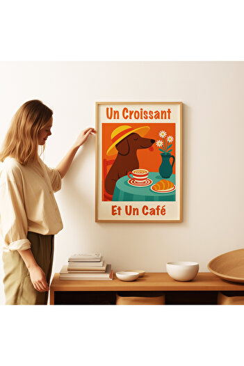 ARTHOUSECOLLECTIVE Vintage Poster - Coffee and Croissant - 8 - Unframed Poster in Table Sizes