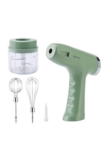 OEM Portable Electric Kitchen Mixer 5-in-1 with Garlic Cup 250ML, Stainless Steel Whisks, BPA-Free, Gree