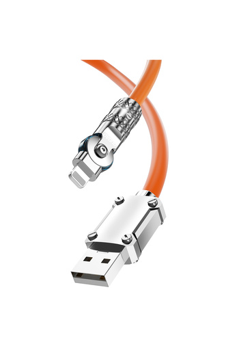 DUDAO Cablu puternic unghiular pentru iPhone USB-A - Lightning 30W 1m rotație 180° portocaliu
