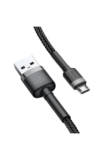 Baseus Wytrzymały nylonowy kabel przewód USB microUSB 2A 3M czarno-szary