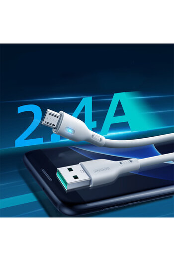 Joyroom Kabel przewód ze wskaźnikiem LED USB - micro USB 2.4A 2m biały