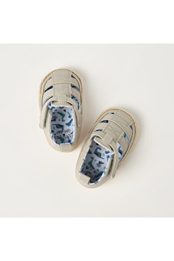 Juniors Solid Sandals with Hook and Loop Closure