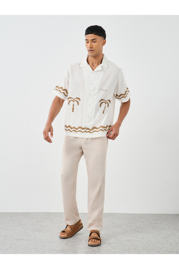 Styli Palm Tree Resort Collar Relaxed Fit Shirt