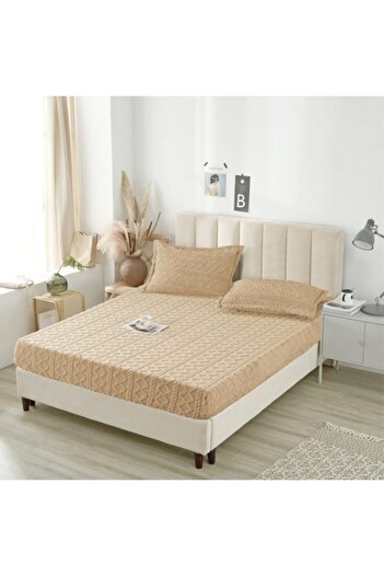 OEM Husa si 2 fete perna, Cocolino, Sherpa Throw, Tricot, 3 Piese, 180x200cm, Bej