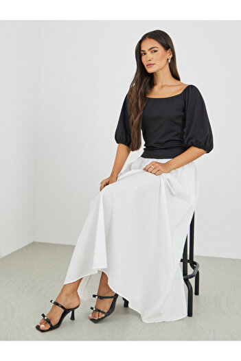 Styli Color Block Balloon Sleeveless A-Line Maxi Dress