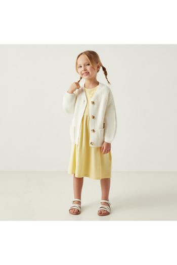 Juniors Textured Cardigan with Pockets and Long Sleeves