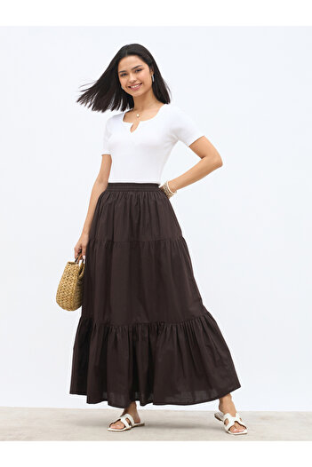 Styli Elasticated Waistband Tiered Maxi Skirt