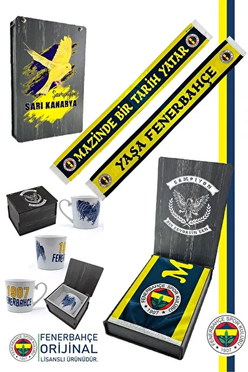 Fenerbahçe Оригінальний ліцензований Mazinde Bir tarih Yatar Шаль Шарф Керамічний кухоль Набір Канарка Коробка з принтом