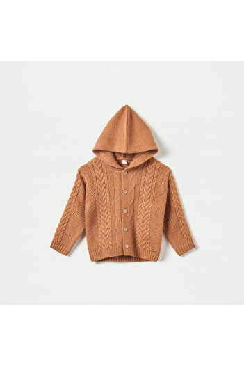 giggles Textured Hooded Cardigan