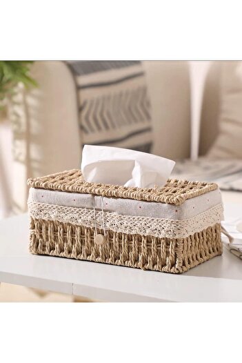 genric FFD Tissue Case Hand Woven Tissue Box Napkin Holder Tissue Box Cover Tissue Holder Facial Tissue