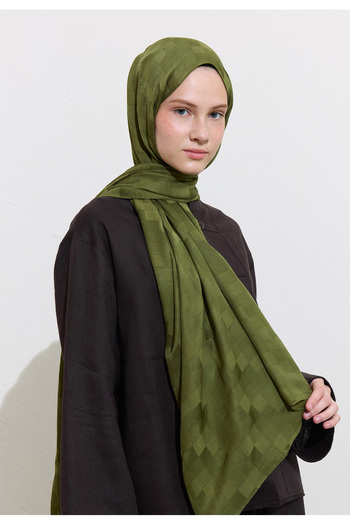 Freshscarfs Nori̇ Silk Jacquard Shal Khaki