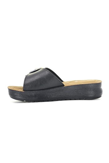 VİZYON Zenne 5502 Icon Single Buckle Pad Boxed Daily Slippers Black